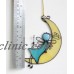 Suncatcher Handmade Stained Glass Art Glass Fairy on the Moon Gift   132703669889