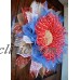 4th of July American Red White & Blue Deco Mesh Flower Door Wreath Wall Hanging   192522270098