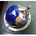 Blue Lapis Inlaid Precious Gem Stone Brass Stand Desk Top Globe   113183913095
