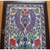 Wood Framed 19"x27" Turkish Handmade Iznik Floral Pattern Tile PANEL MURAL   122856253414