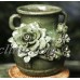 China Green glaze porcelain Vase Hand carved Flower Bedroom living room Ornament 702310110652  283063610181