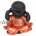 20cm Bronze Robed Cute Fat Buddha Monk in See, Speak, Hear No Evil Pose   362103793707