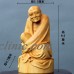 ZY008ca: 9.5x 5.1 x 4.7 cm Boxwood Carving: Damo Monk Thinking   163030230370