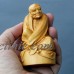 ZY008ca: 9.5x 5.1 x 4.7 cm Boxwood Carving: Damo Monk Thinking   163030230370