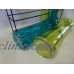 COLLECTION OF 4 COLORED GLASS BOTTLES WITH BLACK METAL HOLDER W. HANDLE-INSIDE/O   372381140640